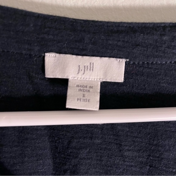 J Jill Navy Embroidered V-Neck Tunic Top small petite - Picture 4 of 4